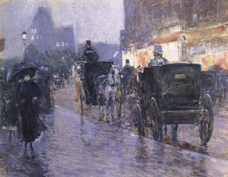 Childe Hassam Horse Drawn Coach at Evening oil painting picture